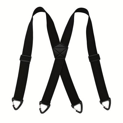 "TEMU Men's 1.5" Heavy-duty Suspender With 4 Buckles - Black, High-elasticity, Sports Style, Ideal For Outdoor And Skiing Activities, Outdoor Gear | Sporty Style | Fabric" Image