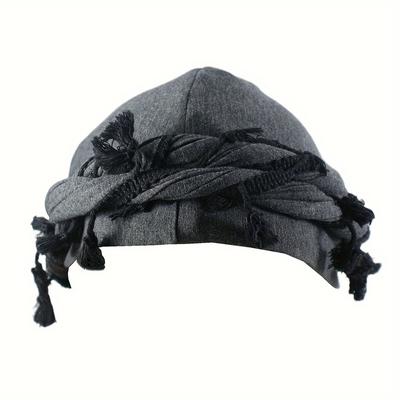 TEMU Retro Twisted Headwrap With Tassels, Ethnic African Hat, Retro Knotted Turban Cap, Unisex Fashion Accessory Image