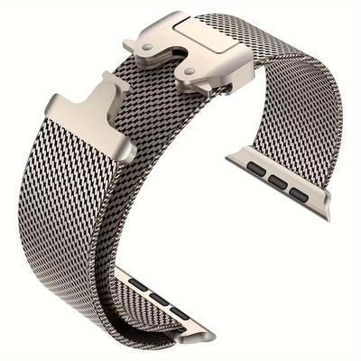 TEMU Milanese Mesh Bands For Men's Watch, Compatible With Watch Ultra 2/ultra 49mm, Series 10 46mm, And Series 9/8/7 45mm, As Well As Se2/se/6/5/4 44mm And 3/2/1 42mm. Image