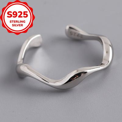 TEMU Minimalist S925 Sterling Silver Curved For Daily Dressing And Holiday Jewelry Gift For Women And Girls(0.91g/0.032oz) Image