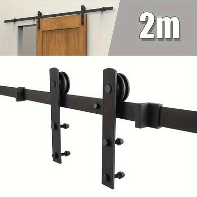 TEMU 183/ 200cm Sliding Running Track Sliding Door Sliding Door Accessories Black Image