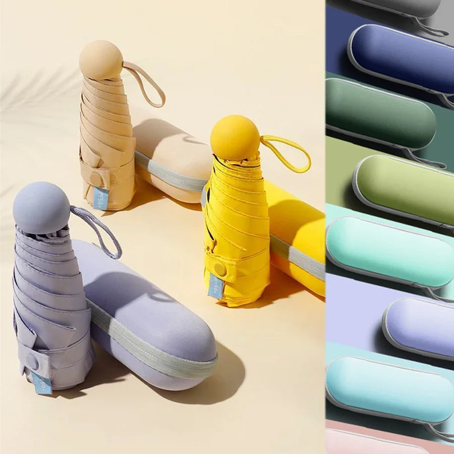 Sonnenschirm, Reisetasenschirm, kompakt, ultraleicht, Mini, tragbar, wasserdicht, faltbar, Regenschirm für Männer und Frauen Image