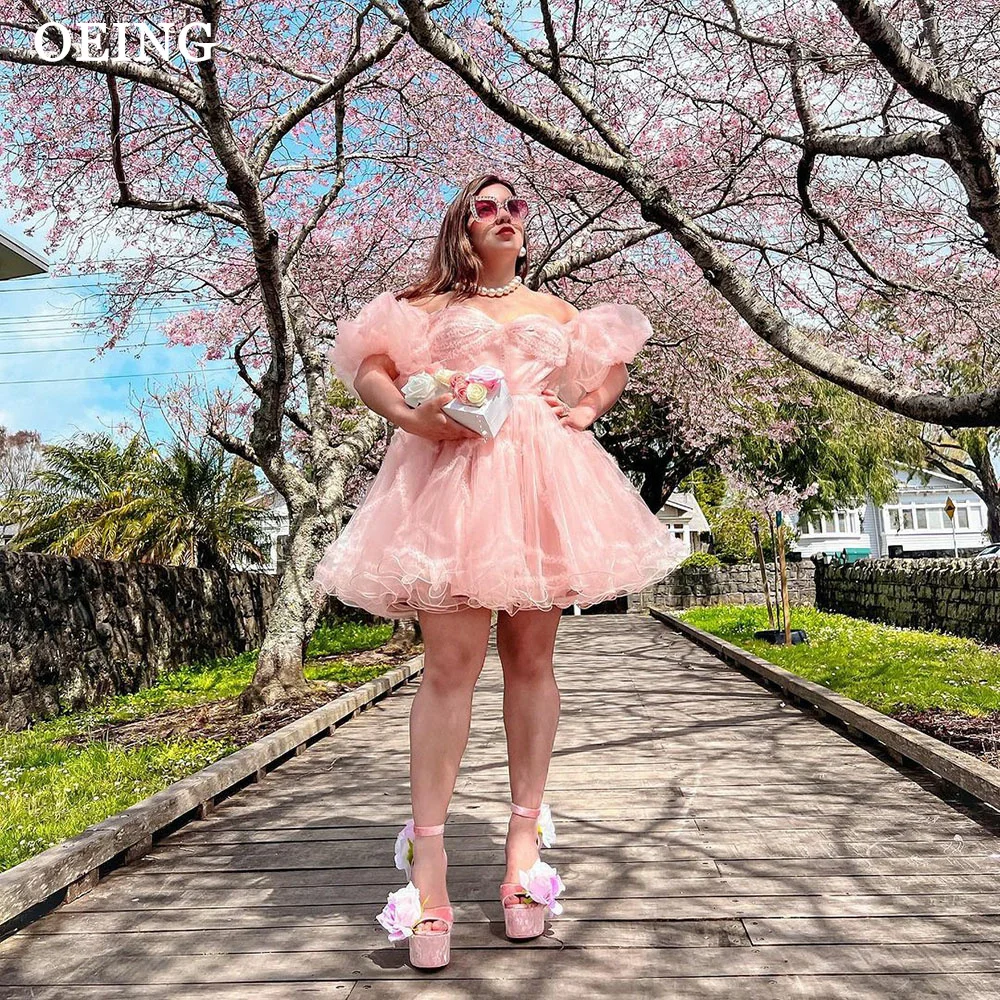 Kanufahren Baby rosa Organza kurze Ballkleider elegante Schatz gestufte Mini-Heimkehr Kleid Prinzessin formelle Party kleider Gala Image