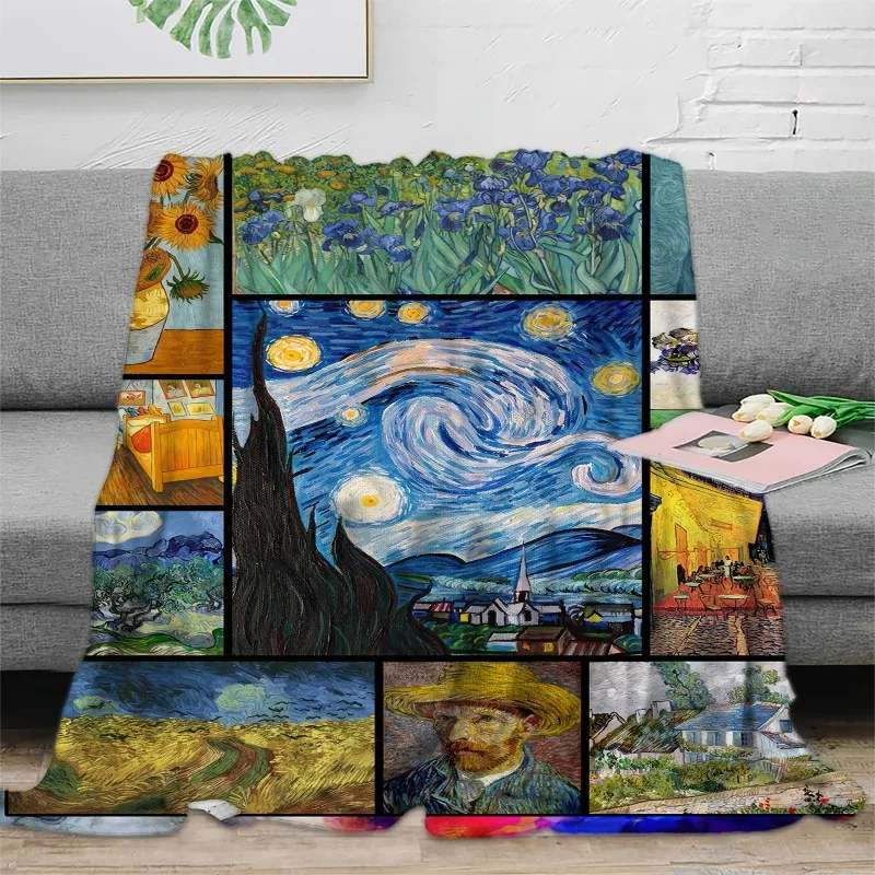 Van Gogh Gemälde Weiche Flanelldecke, Mikro-Fleece-Bett, Sofa, luxuriös, warm, bequem, bedruckt, Geschenkbezug – maschinell gewaschen und getrocknet Image