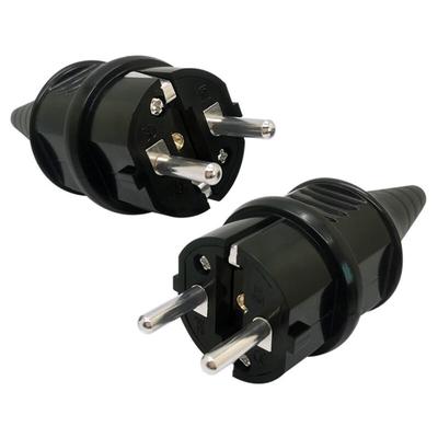 Memkey - 16A-Kabelstecker, zwei runde französische Stecker, schwarz Image