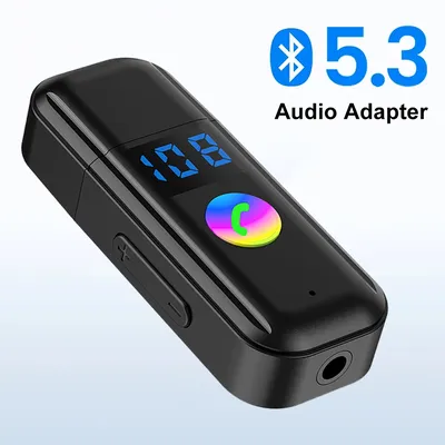 Auto Bluetooth 5,3 USB Wireless Audio Adapter AUX 3,5mm Jack Freisprecheinrichtung Auto Kits Anrufen Mit MIC HIFI Stereo für Auto FM Radio Image