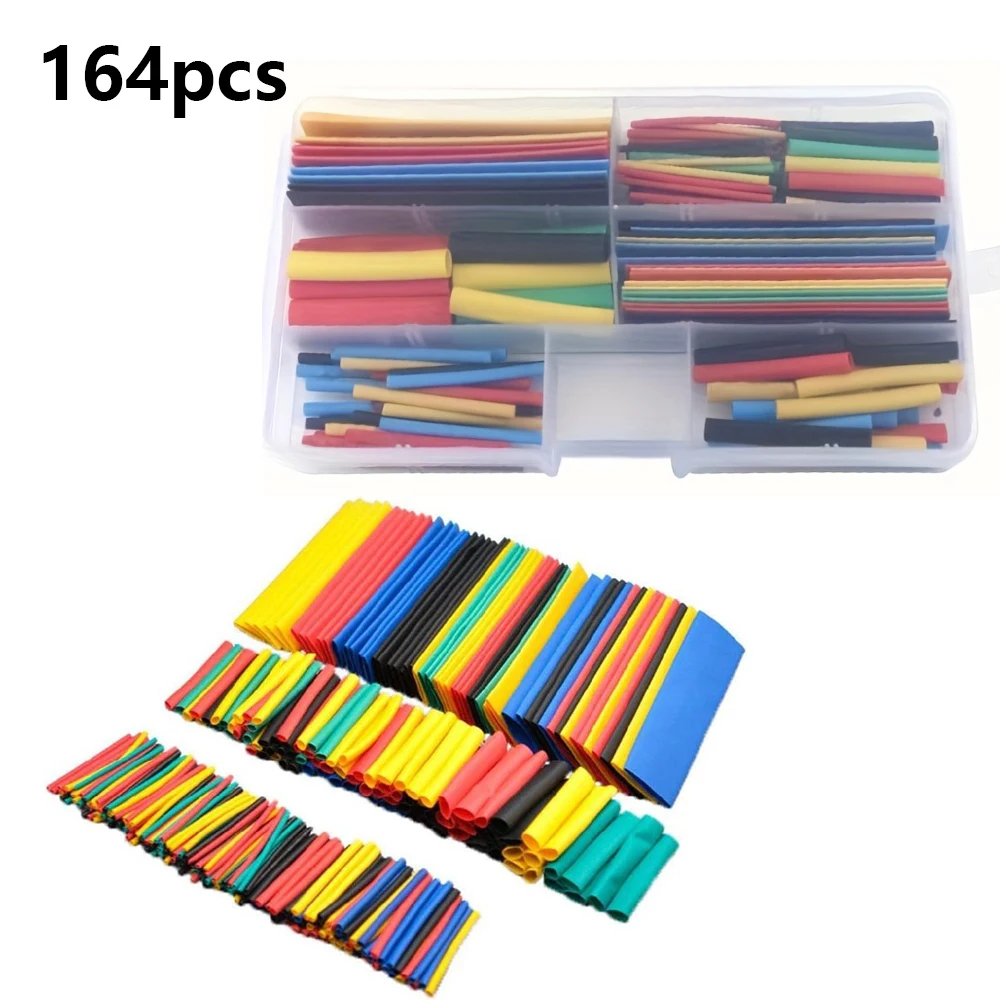 164PCS Schrumpfschlauch 2:1 Draht Kabel Wrap Sortiment Elektrische Isolierung Rohr Kit 5 Farbe 8 Größe Image