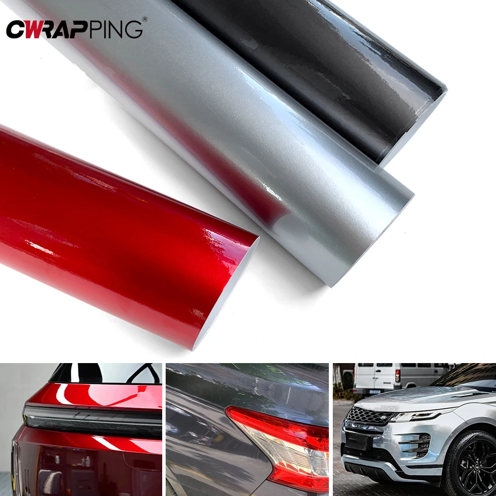 Glänzende Autoaufkleber Vinyl Aufkleber DIY Auto Modifizierte getönte Folie Blase frei Wrap Cover Air Release Folie Universal Autozubehör Image