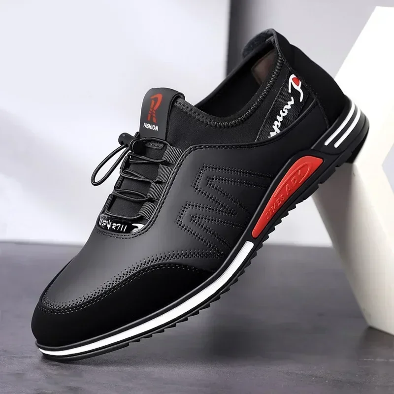 2025, heiße Herrenschuhe, leichte Lederschuhe für Herren, weiche Sohlen, männliche Turnschuhe, atmungsaktive Freizeitschuhe, Slip-on-Arbeitsschuhe
