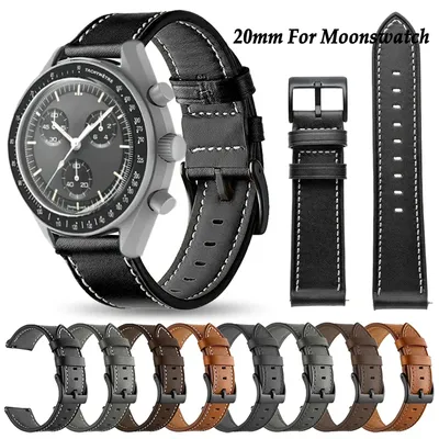 20MM Leather Strap For Omega X Swatch Joint MoonSwatch Planet Wristband For Swatch Watch Bracelet Loop WatchBand Accessories