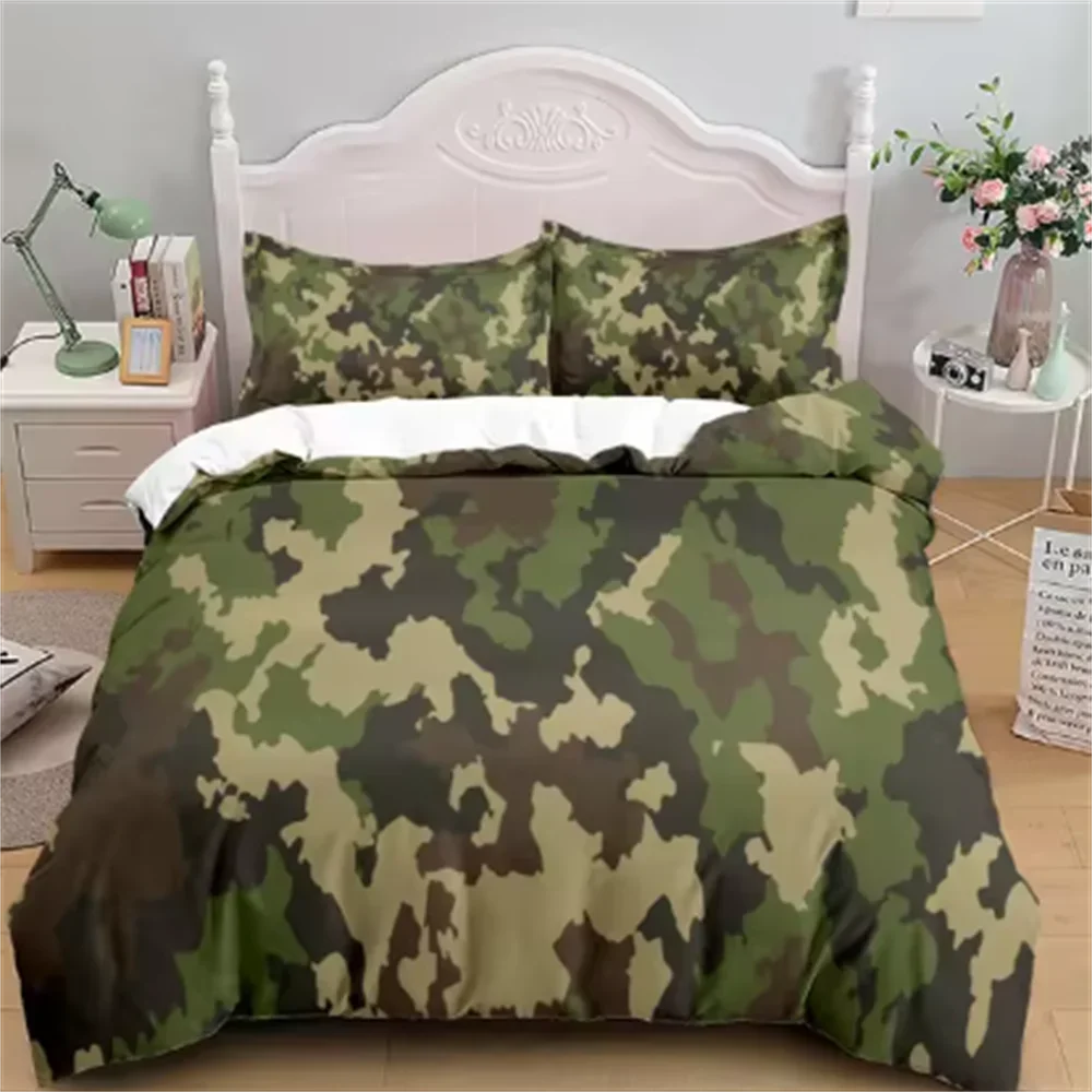 Camouflage Soldier Campus Bettbezug-Set EU Single Double King US Twin Full Queen Cal Kinder Bettwäsche-Set Image