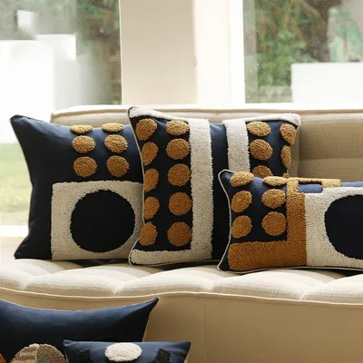 Boho Nordic Kissenbezug 45x45 cm, dekoratives Kissen mit Fransen, für Sofa, Bett oder Stuhl, Image