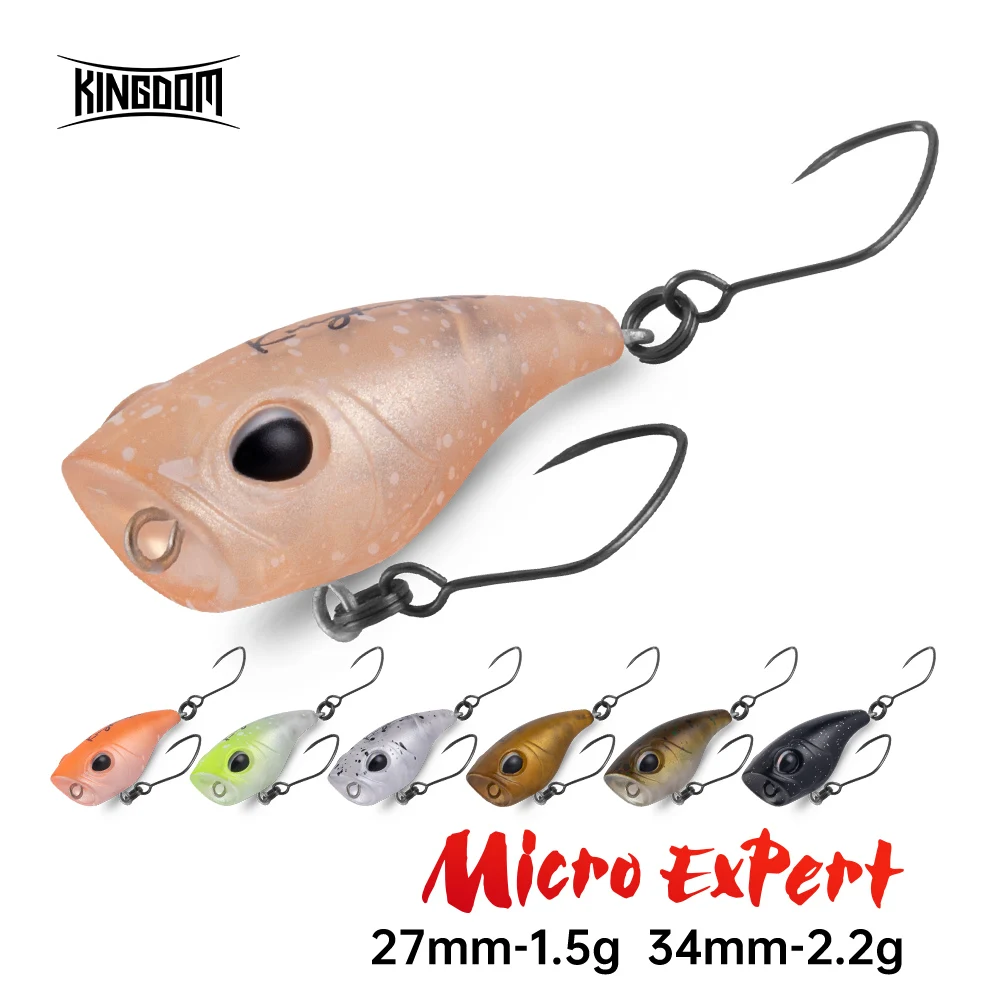 Kingdom Micro Expert Topwater Popper 1,5 g 2,2 g 27 mm 34 mm schwimmender künstlicher Angelköder, harter Köder, Wobbler, Bachforellenbarsch Image