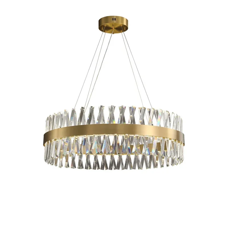 Kristall-Kronleuchter, rund, oval, Gold, Silber, Hängelampen, Hängeleuchte für Wohnzimmer Image