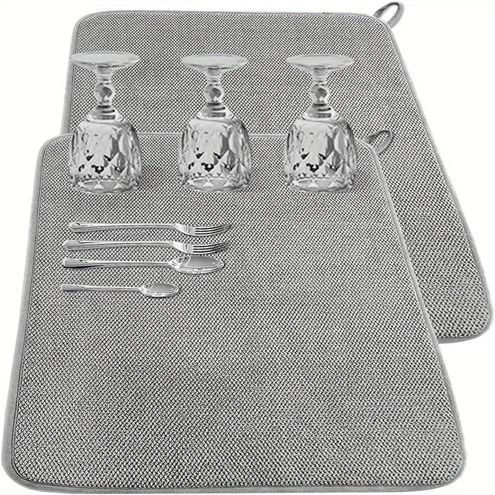 2 Stück/Packung große Abtropfmatte für die Küchentheke, 24 x 17 Zoll, saugfähige Abtropfmatte aus Mikrofaser, Abtropfmatten für Geschirr