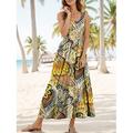 Damen Ärmelloses Maxikleid Strandkleid A-Linie Falten Boho Freizeitkleid U-Ausschnitt Scoop-Ausschnitt Grafisches Bohemian-Stil Urlaub und Frühling Sommer