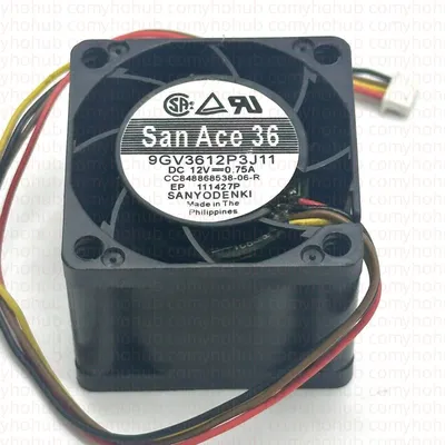 Sanyo Denki 9GV3612P3J11 DC 12V 0.75A 36x36x28mm 4-Wire Server Cooling Fan