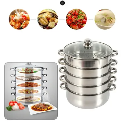 5-Tier Stainless Steel Steamer for Cooking - Large Capacity 11” Steamer Pot for Healthy Food