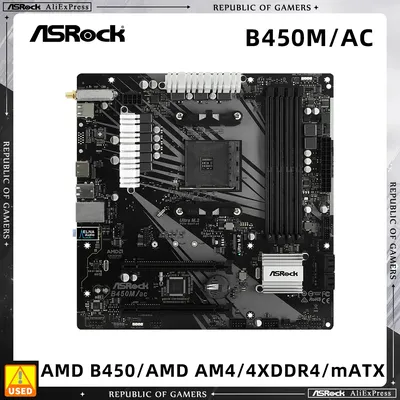 ASRock B450M/AC R2.0 Motherboard Support 2600X 3600X 5600G 5600X 5700X 5800X3D CPU DDR4 3200MHz HDMI
