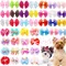 50PCS Pet Hair Accessories Lace Dog Bows With Rubber Bands Handmade Cute Cat Bows Yorkshire Puppy Bowknots Pet Supplies For Dogs