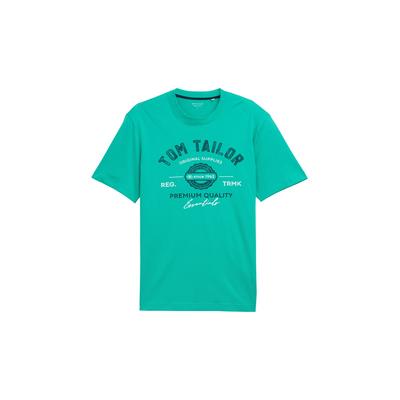 TOM TAILOR Herren T-Shirt mit Logo-Print, grün, Uni, Gr. M Image