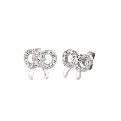 Elli - Ohrstecker Schleife Glas Kristalle Weiß 925 Sterling Silber vergoldet Ohrringe 1 ct Damen Image