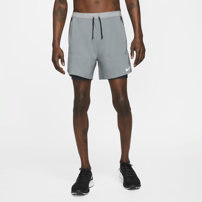 Nike Stride Men's Dri-FIT 13cm (approx.)Hybrid Running Shorts - Grey - Polyester