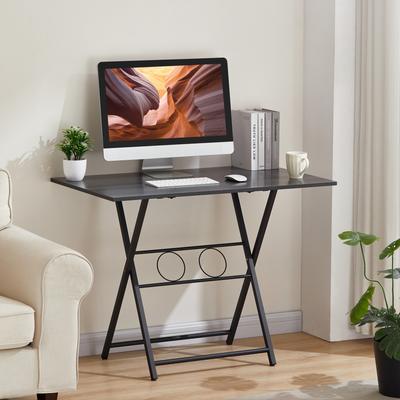 Minimalist Foldable Office Desk with Cross Leg Brace and Sturdy Frame for Small Home Workspaces or Dorm Rooms