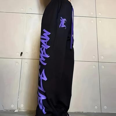 TEMU Letter Print Chic Jogging Pants, Waist Loose Fit Running Workout Pants, Women's Activewear Image