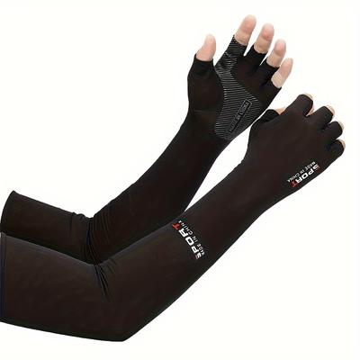 TEMU Bubu Full-hand Gloves - Long Sleeve, Sun-protective, Nonslip Palm, , Soft & Comfortable, Fabric, Sports Gloves|adjustable Fingerless Gloves|soft Fabric Image