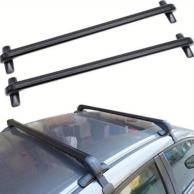 TEMU 2pcs Universal Car Roof Rack, Lockable Top Roof Rack Bars, Adjustable Window Frame Black Roof Bars, Suitable For 4 Or Cars Image
