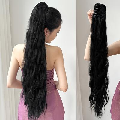 TEMU 32 Inch Deep Clip Ponytail Extension, Unisex-adult Heat-resistant Synthetic Hair, , , High Temperature Fiber, For Women' Use Image