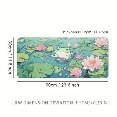 TEMU Pond Frog Large Gaming Mouse Pad - Extra-large, Thick, Non-slip Rubber Desk Mat With Precision Stitched , Washable - Office & Gaming Image