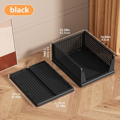 TEMU Plastic Storage Organizer For Clothes, Bedroom Wardrobe Divider Rack With Drawers, Space-saving Foldable Clothes Organizer For Jeans, T-shirts, Underwear, Ideal Gift For Home Organization Image