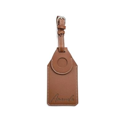 TEMU 1pc Custom Engraved Leather Airtag Case, Shockproof Protective Cover With Key Ring, Luggage Wrap Bag Accessory, Personalized Name Keychain Holder - No Battery Required Image