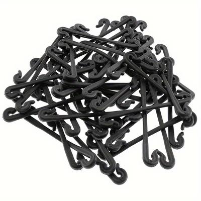 TEMU 100pcs Black Plastic Plant Support Clips, 2.36 Inch Pvc Vine Fixing Clips For Tomatoes And Grapes, Garden Trellis Fasteners For Agricultural Cages And Grid Systems, Plant Clips Image