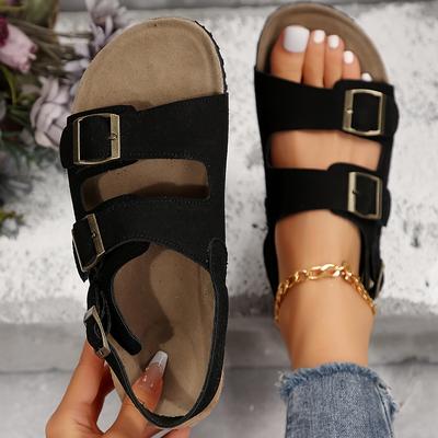 TEMU Summer New Arrival Fashion Retro Cork Sole Adjustable Slip-resistant Casual Beach Sandals For Outdoor Use, In Sizes 35, 36, 37, 38, 39, 40, 41, And 42 Image