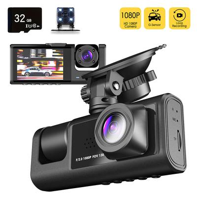 TEMU 1080p Dual-view Dash Cam With 32g Memory Card, 5.08 Cm Ips Screen - Hd 3 Large Lens Car Recorder, 3 Channel Dash Cam, Ir Night , Wide Angle