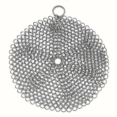 TEMU Stainless Steel Scouring Pad With Plastic Handle - Durable, Reusable Kitchen Cleaning Tool For Pots And Dishes, With Hanging Loop For Image