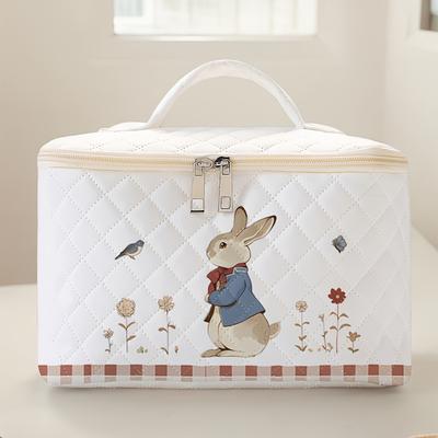 TEMU Small Rabbit Floral Pattern Printed Makeup Bag, Brush And Accessory Storage Box Toolbox, Large Capacity Travel Toiletries Storage Bag, Cute And Fashionable Makeup Bag, Suitable For Men And Women Image