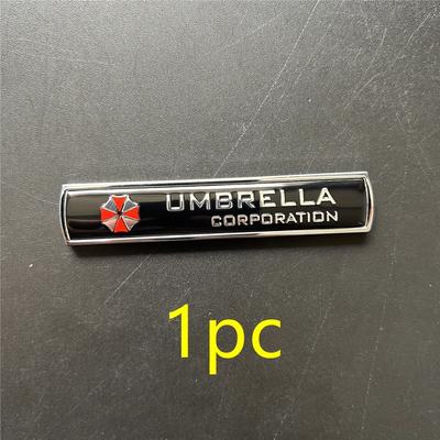 TEMU 3d Aluminum Alloy Umbrella Logo Car Emblem - Biochemical Protection Leaf Plate Decal, Metallic Side Badge For Vehicle Customization, Red & , Image
