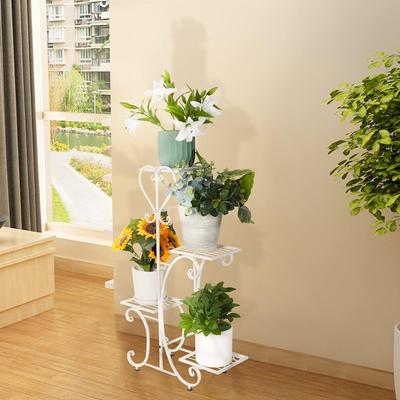TEMU 4 Tier Metal Plant Shelf, Plant Stand Indoor Outdoor Flower Pot Holder Display Racks - Wrought Multiple Planter Rack Organizer For Garden Patio Lawn Balcony Office And Store Display, Black Image