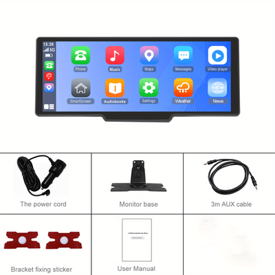 TEMU Version Of Camecho 10.26-inch Portable Car Stereo For Cars With Carplay & Auto, Compatible With /backup Camera/wireless/navigation/aux For All Vehicles