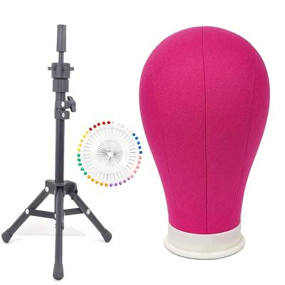 TEMU -inch Wig Head, Headband For Models, A Stand For Wigs, And A Canvas Head Resembling A Human Body For And Showcasing Wigs. Image
