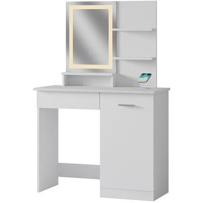 Vicco - Schminktisch Julia, Weiß, 90 cm mit LED-Spiegel und QI-Ladestation Image
