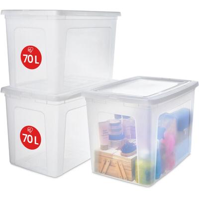 Iris Ohyama - Vielseitige Aufbewahrungsboxen, 70L, 3er-Set, Transparent, Deckel leicht schließbar, Image
