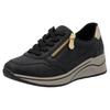 Keilsneaker RIEKER, Damen, Gr. 41, gold (schwarz, goldfarben), Lederimitat, sportlich, Schuhe, Halbschuh, Schnürschuh, Freizeitschuh mit Soft-Einlage