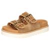 Pantolette MUSTANG SHOES, Damen, Gr. 39, braun (hellbraun), Velourslederimitat, Flechtoptik, modisch, Schuhe, Sandale, Plateausandale, Pool Slides mit komfortablem Tieffußbett