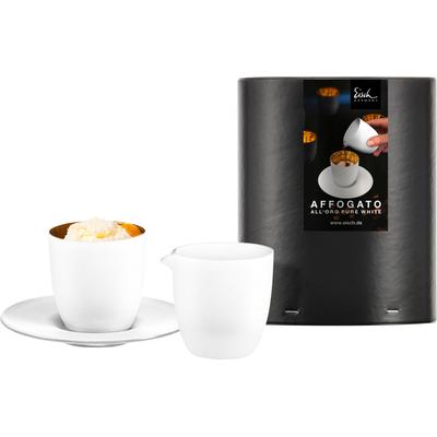 Espressoglas EISCH GERMANY "COSMO PURE WHITE", gold (gold, weiß), H:6,5cm Ø:11,5cm, Kristallglas, Trinkgefäße, in Handarbeit mit 24karätigem Gold veredelt, 100 ml, Made in Germany Image