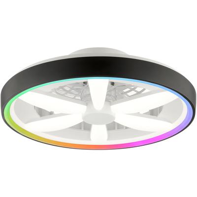 BRILLIANT LED Deckenleuchte "Gaiano", schwarz, 1 flammig, Ø 48,00cm H: 15,00cm,, Lampen, Ø 48cm mit Ventilator, 6400 lm, dimmbar, RGB, 2700-6500 K Image